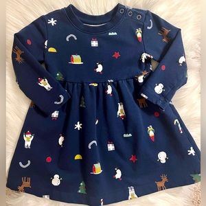 Hanna Andersson Festive Friends Holiday Organic French Terry Dress in size 18-24